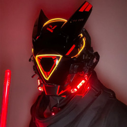 red led punk mask futuristic helmet cosplay costume props for men