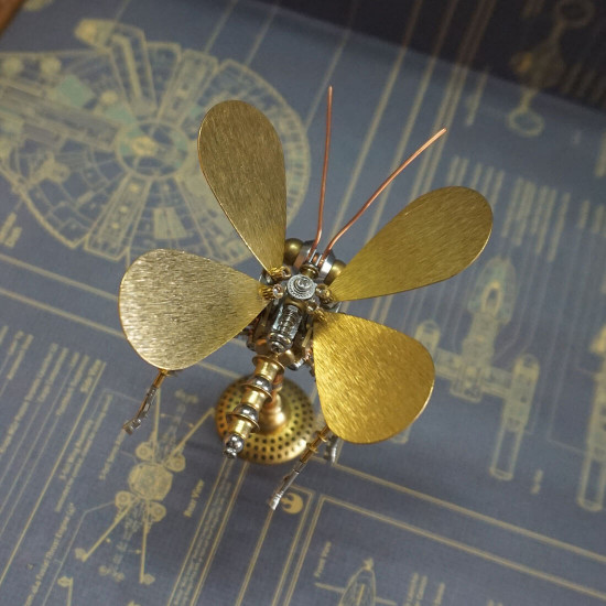 shinny gold butterfly 3d metal diy steampunk insect kits