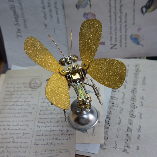 shinny gold butterfly 3d metal diy steampunk insect kits