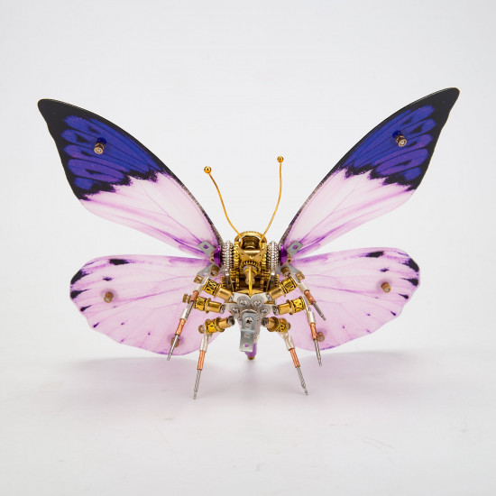 steampunk 3d metal purple butterfly hebomoia glaucippe model diy kits