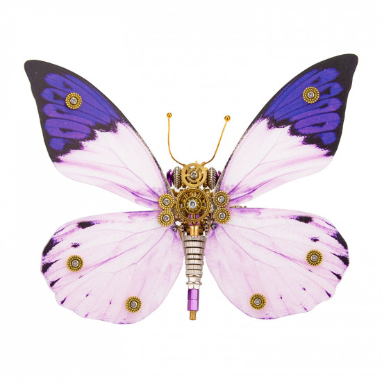 steampunk 3d metal purple butterfly hebomoia glaucippe model diy kits