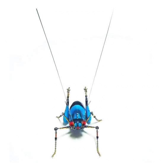 steampunk blue grasshopper model sculpture bug insect 3d metal assembled crafts