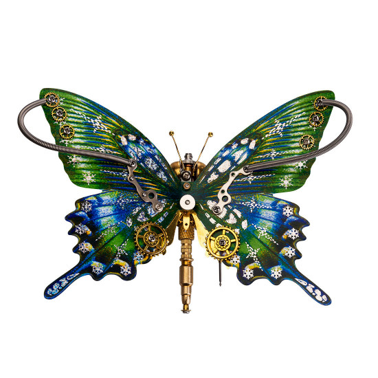 steampunk butterfly alpine black swallowtail papilio maackii model 3d diy kit with flower base