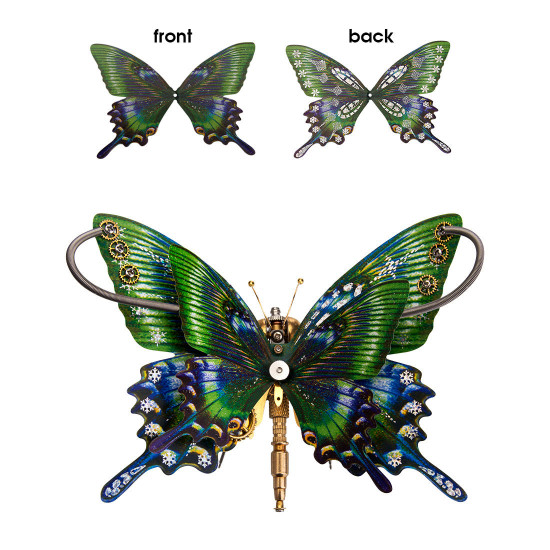 steampunk butterfly alpine black swallowtail papilio maackii model 3d diy kit with flower base