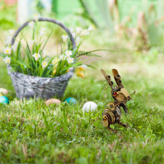 steampunk easter bunny egg model metal assembly kits