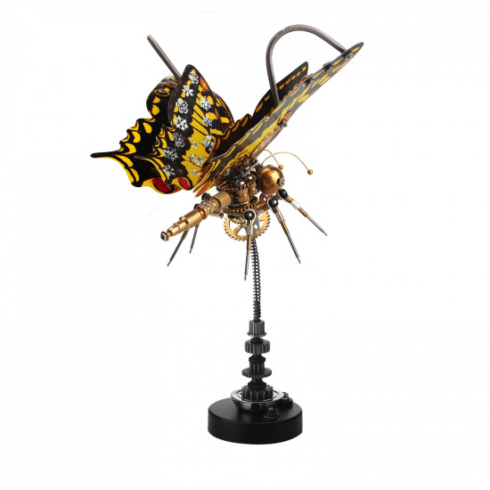 steampunk eastern tiger swallowtail butterfly diy kit papilio glaucus with flower base