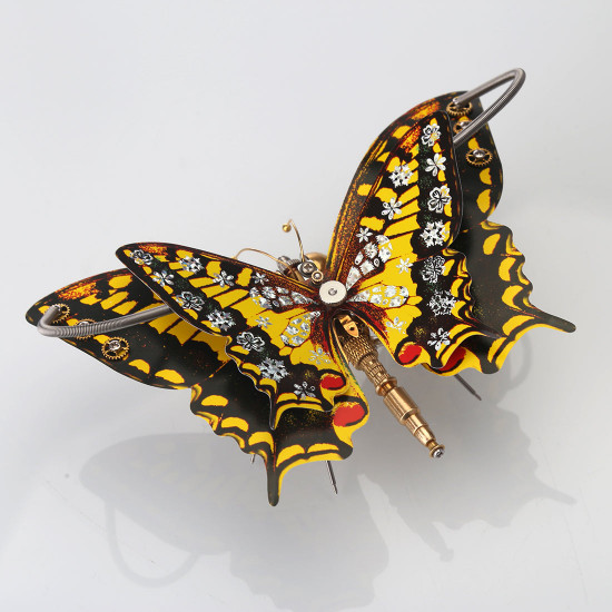 steampunk eastern tiger swallowtail butterfly diy kit papilio glaucus with flower base