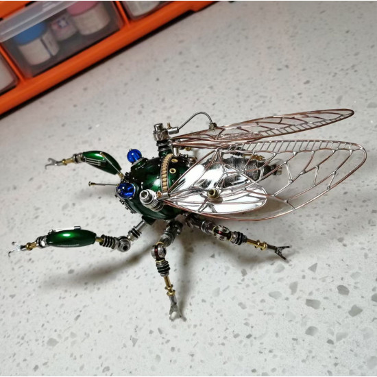 steampunk green leafhopper cicada bug 3d metal  assembly model kitspuzzle crafts collection