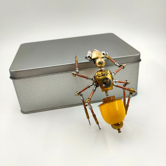 steampunk metal yellow ant model