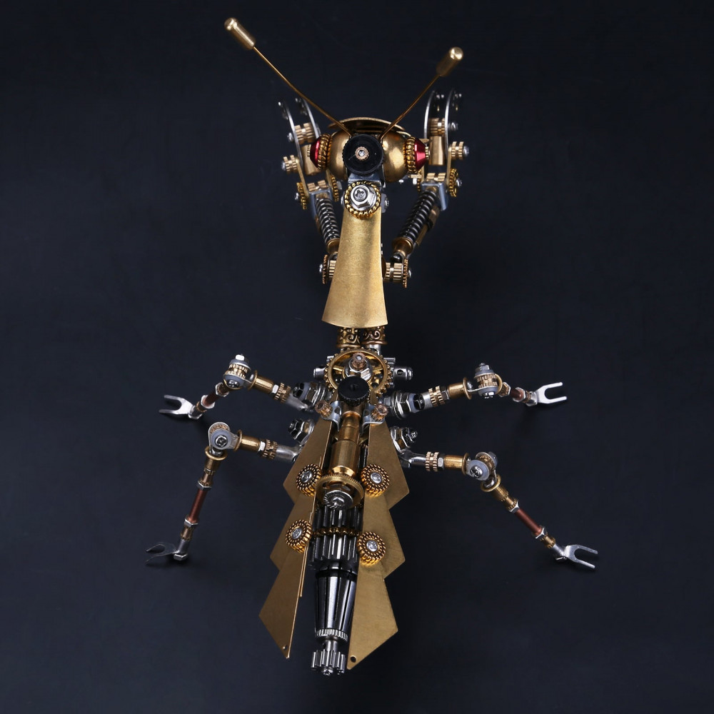 steampunk golden praying mantis bug metal model diy kits for him ...