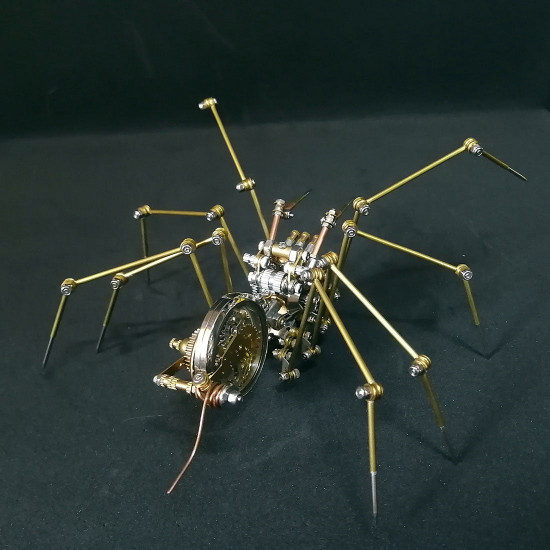 steampunk spider with antique watch western art metal model kits